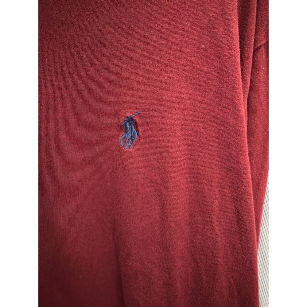 Polo Ralph Lauren Mens Long Sleeve T-Shirt‎ Burgundy Crewneck Pony Logo Size M - Picture 3 of 4